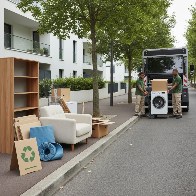 Gros objets encombrants déposés sur le trottoir à Nîmes en attente d'enlèvement par les services de la collectivité